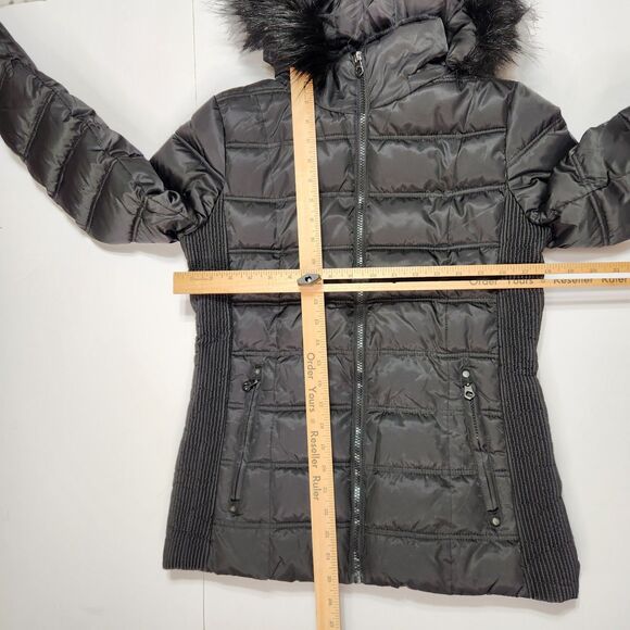 Nautica Puffer Jacket Womens Small Faux Detachable Fur Trim Hood Water Resistant - Picture 11 of 12